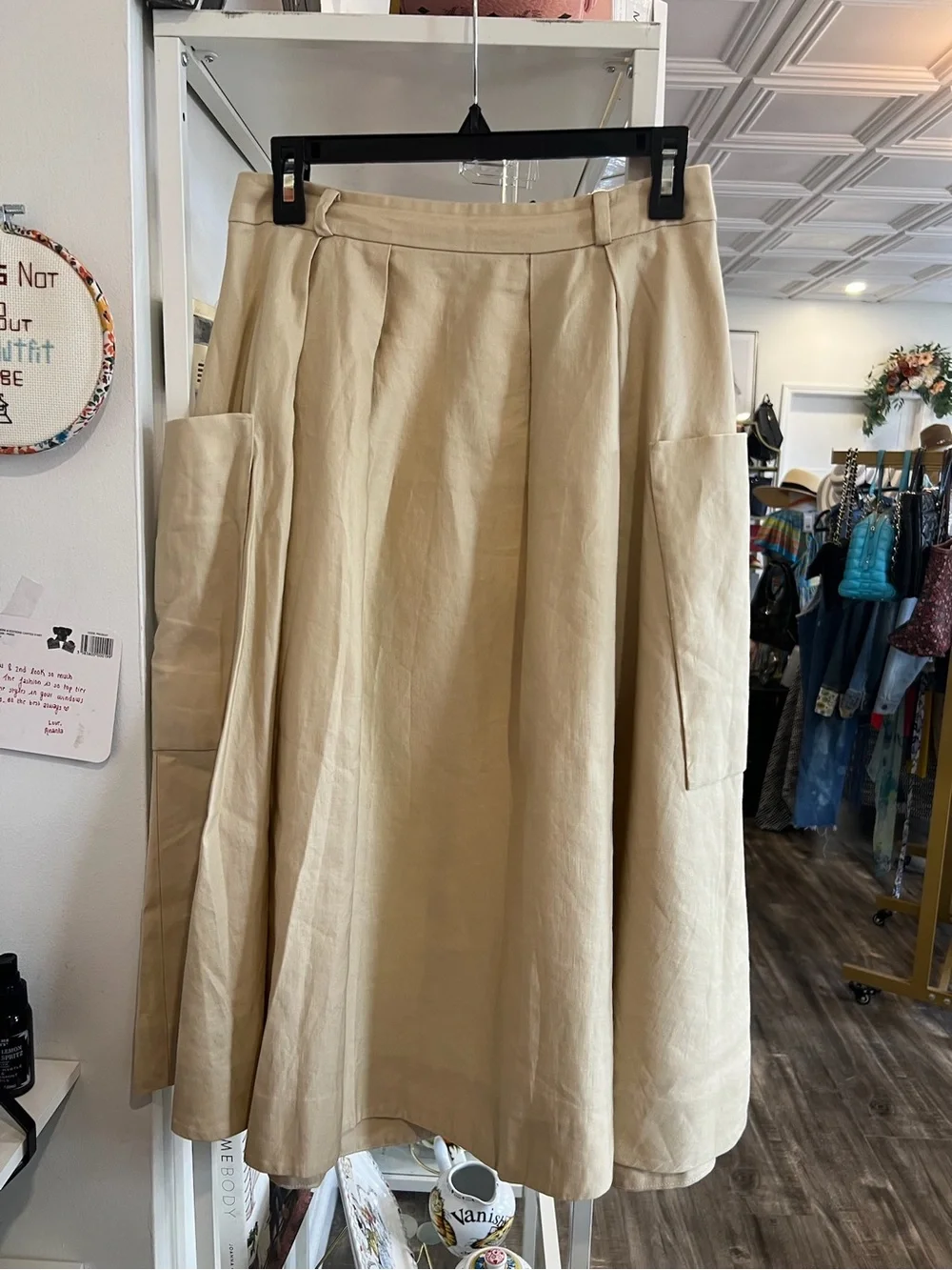 kate spade Cream A-Line Midi Skirt with Front Zip